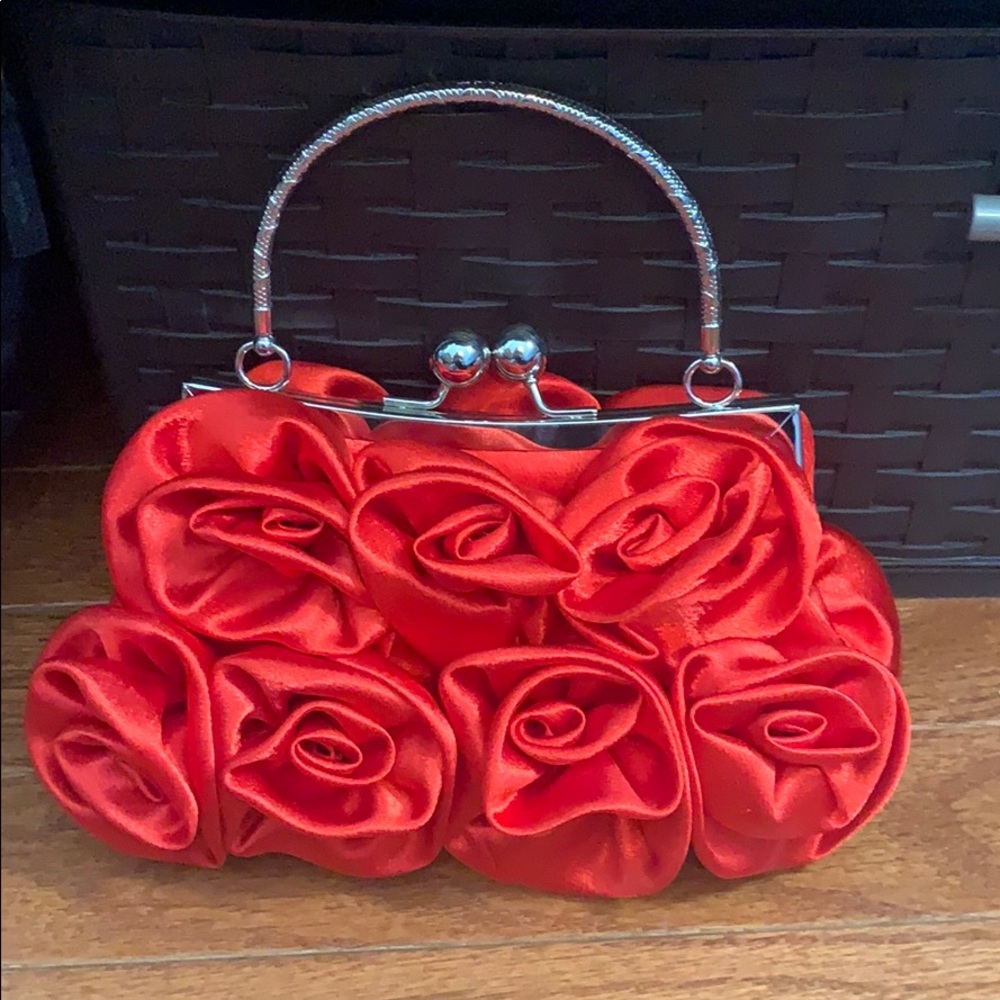 Red Rose Formal Clutch Purse